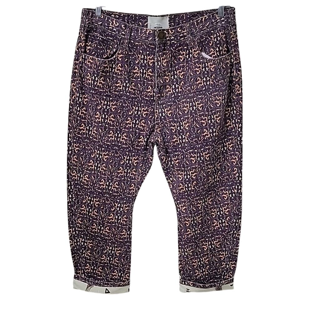 One Teaspoon Purple Patterned Ankle Cropped Jeans